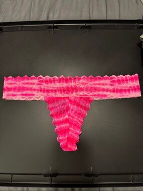 PINK Victoria's Secret Hot Pink Lace Thong